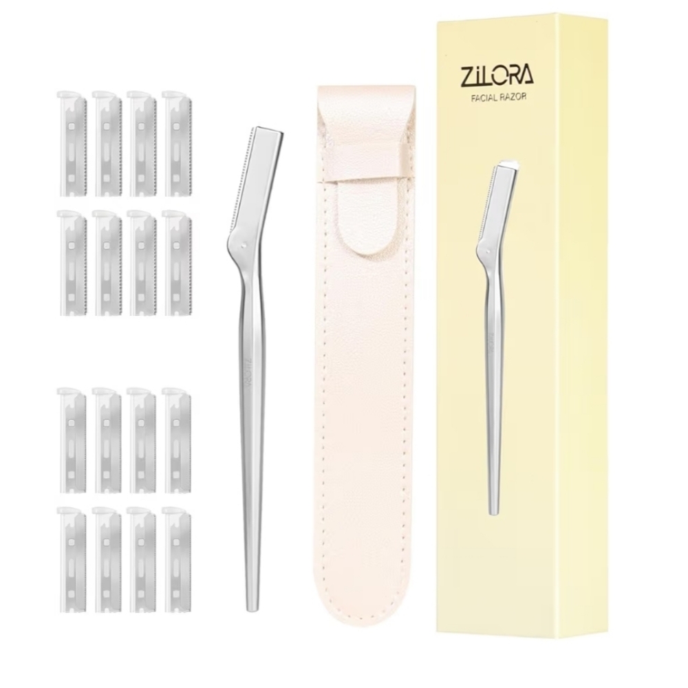 Silver Facial Razor with Pink Case - Women's Hair Removal